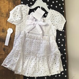 Tahari White Eyelet Kids Matching Set